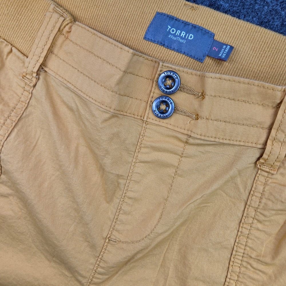 Torrid Shorts Womens 2 Yellow Cotton Utility Stretch Knit Waist Pocket Summer 2X